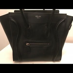 CELINE Drummed Calfskin Micro Luggage Black